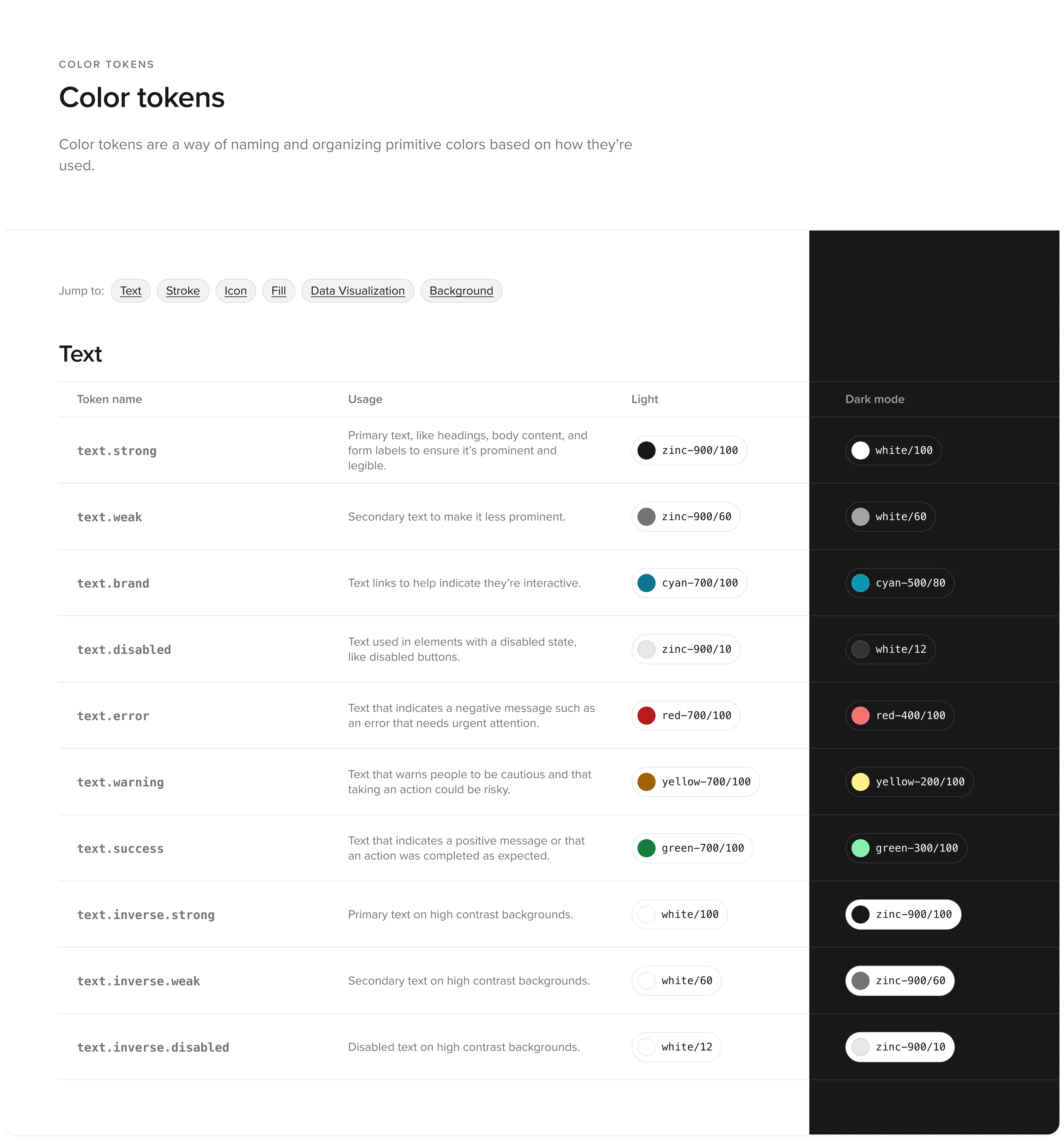 Design system color tokens